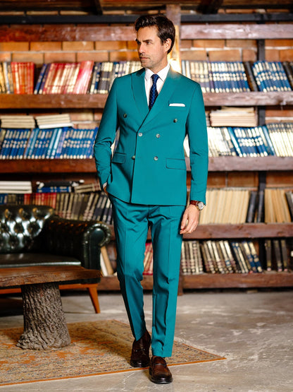 Green Double Breasted Suit 2-Piece VIOSSI