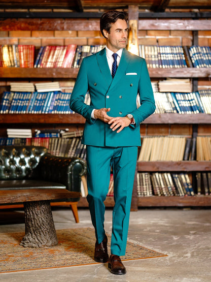 Green Double Breasted Suit 2-Piece VIOSSI