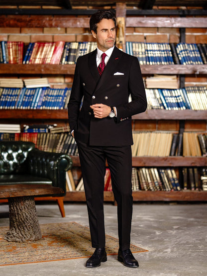 Black Double Breasted Suit 2-Piece VIOSSI