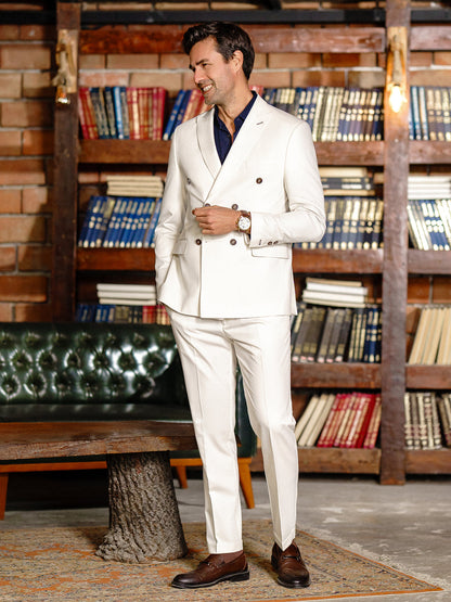 White Double Breasted Suit 2-Piece VIOSSI