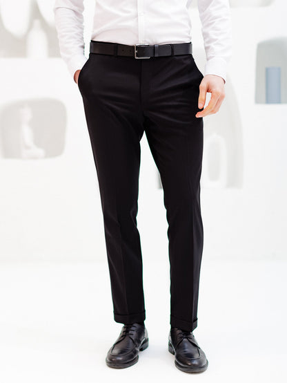 Black Mid Waist Slim-Fit Pants VIOSSI