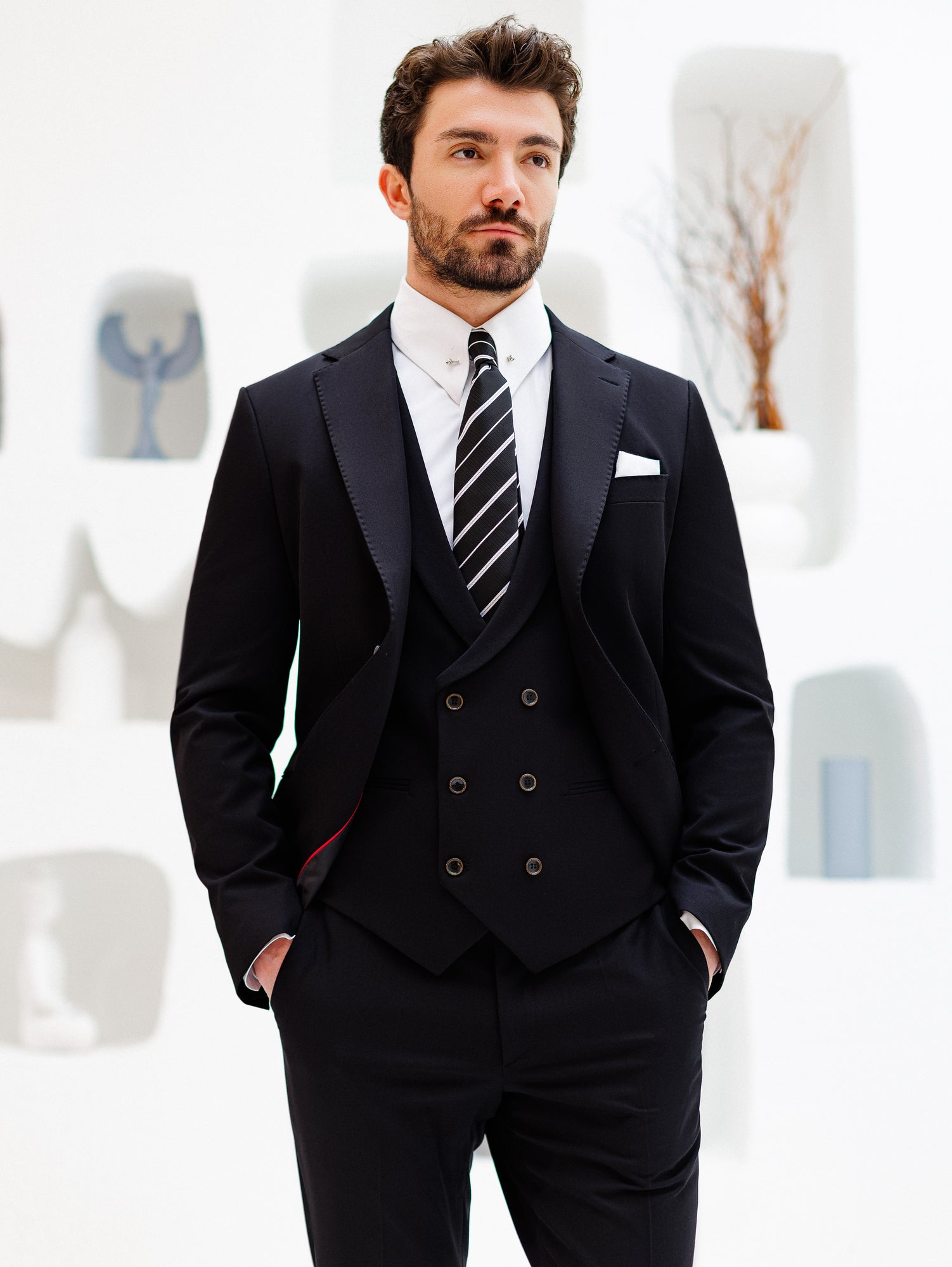 Black Slim-Fit Suit 3-Piece VIOSSI