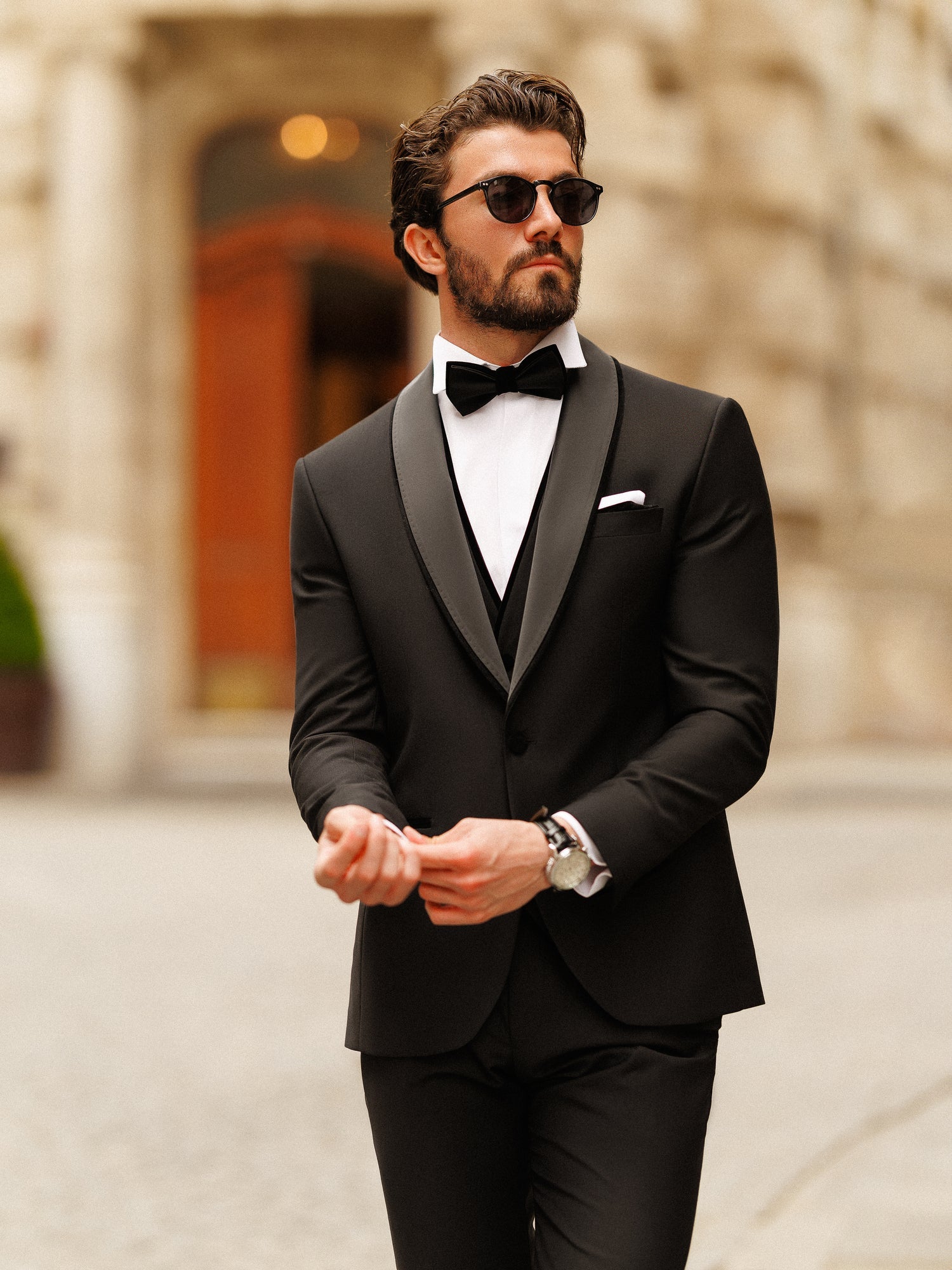 Black Slim-Fit Tuxedo 3-Piece - BRABION