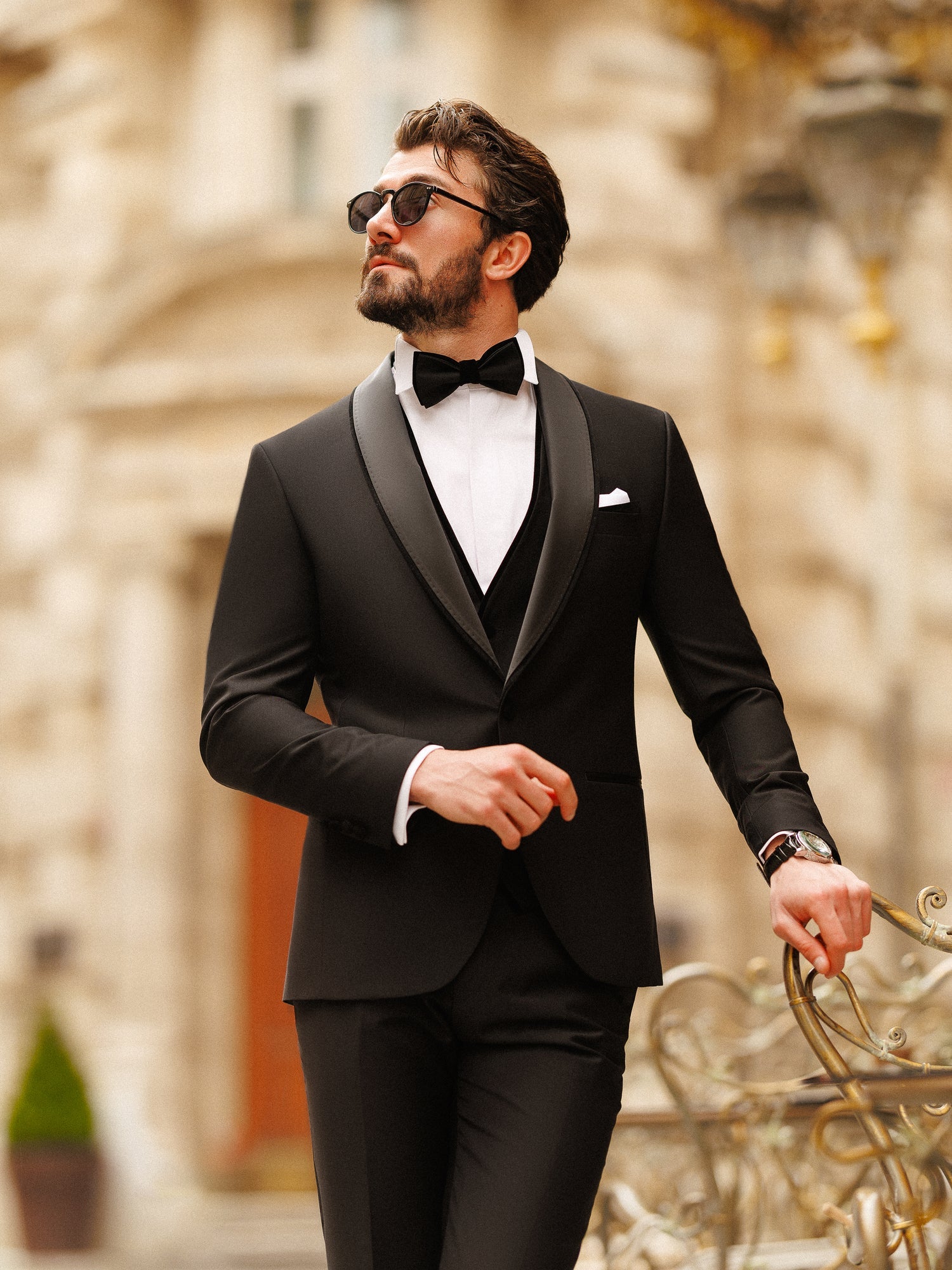 Black Slim-Fit Tuxedo 3-Piece - BRABION