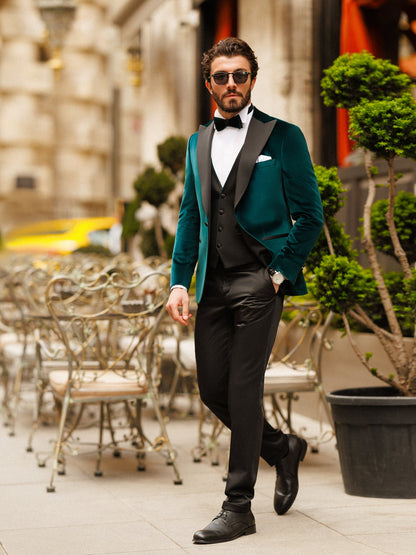 Emerald Velvet Slim-Fit Tuxedo 3-Piece - BRABION