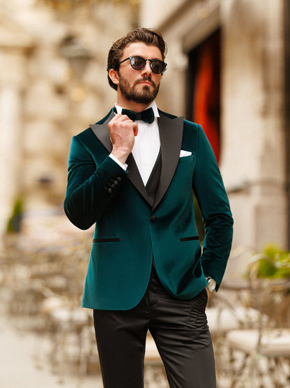 Emerald Velvet Slim-Fit Tuxedo 3-Piece - BRABION
