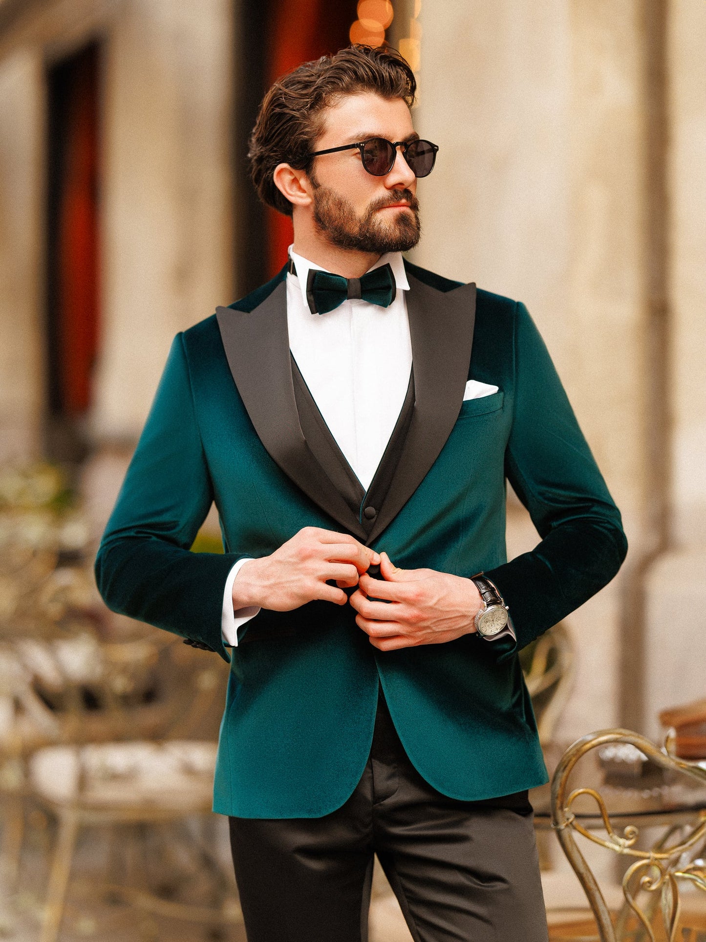 Emerald Velvet Slim-Fit Tuxedo 3-Piece - BRABION