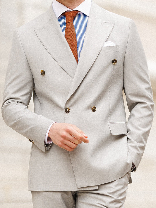 Light Grey Double Breasted Suit 2-Piece VIOSSI