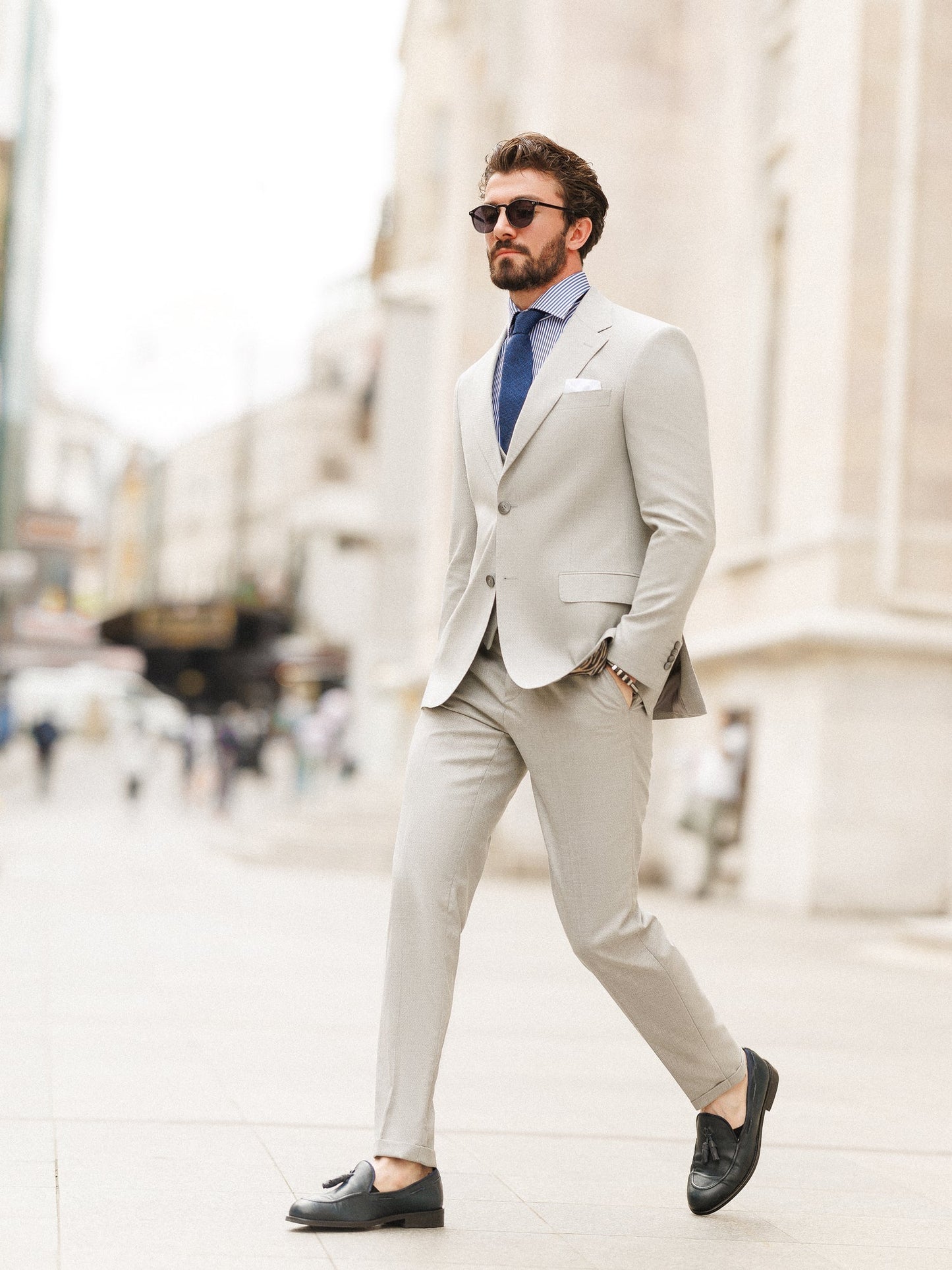 Grey Slim-Fit Suit 3-Piece VIOSSI