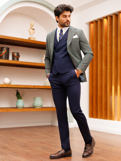 Grey Plaid Slim-Fit Suit 3-Piece VIOSSI