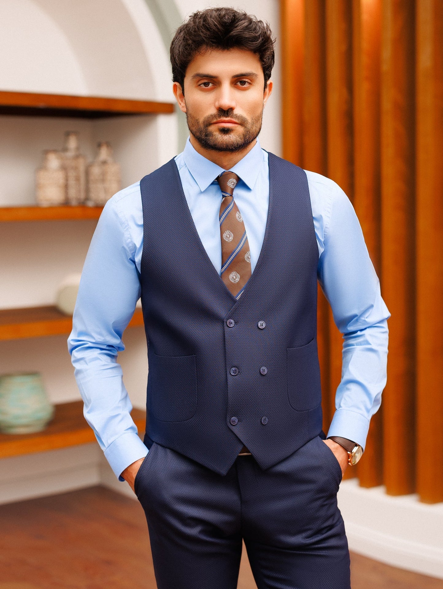 Navy Slim-Fit Suit 3-Piece VIOSSI