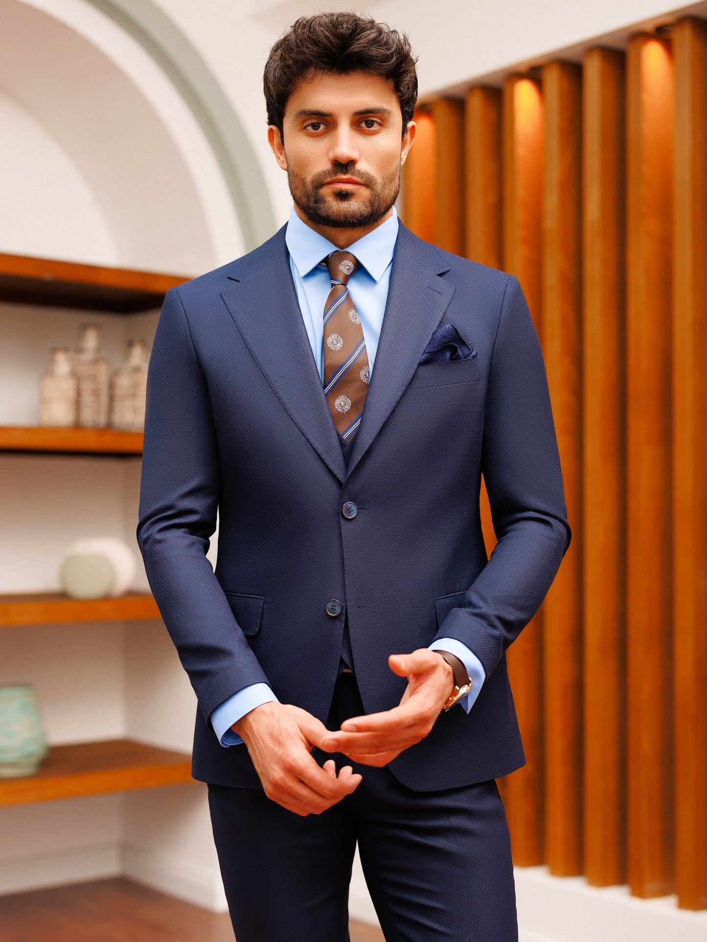Navy Slim-Fit Suit 3-Piece VIOSSI