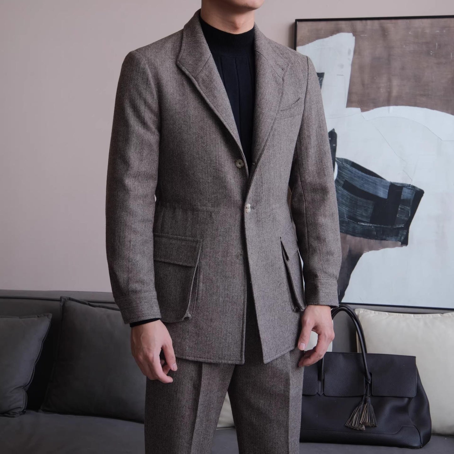 Herringbone Retro Wool Blend Jacket