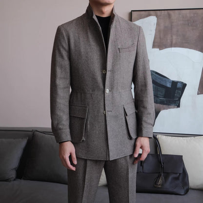 Herringbone Retro Wool Blend Jacket