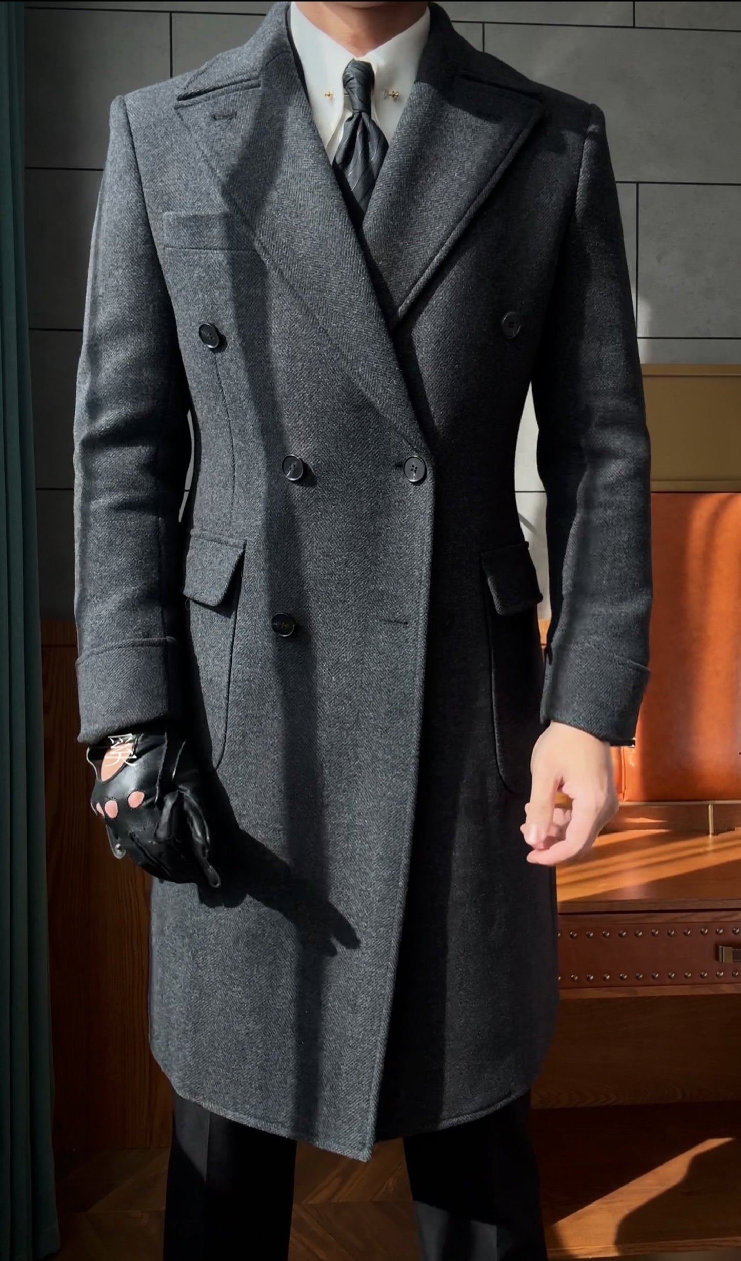 Wool Double-Breasted President Overcoat
