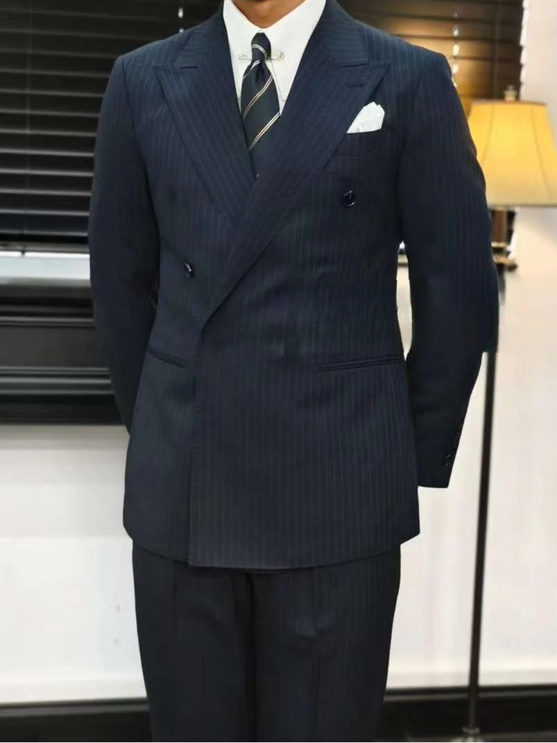 Men’s Navy Blue Striped Veroza Suit