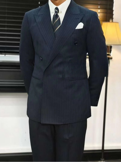 Men’s Navy Blue Striped Veroza Suit