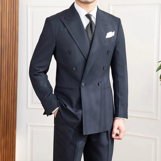 Men’s Navy Blue Striped Veroza Suit