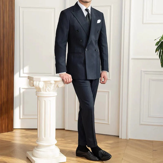 Men’s Navy Blue Striped Veroza Suit