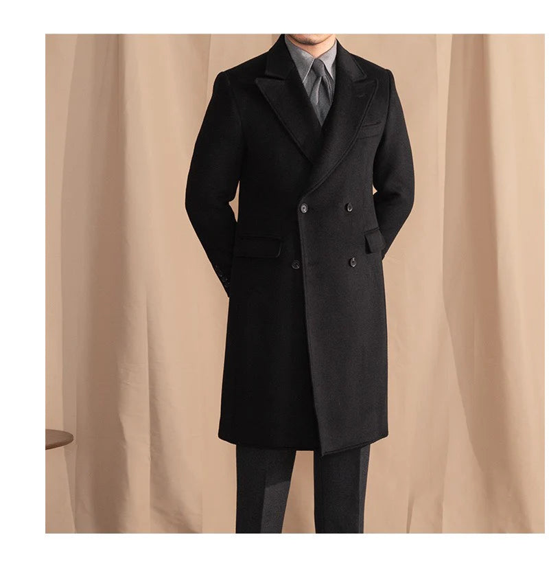 Men’s Black Wool Overcoat