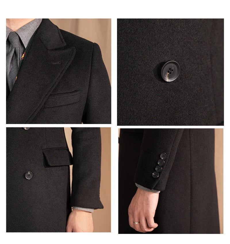 Men’s Black Wool Overcoat