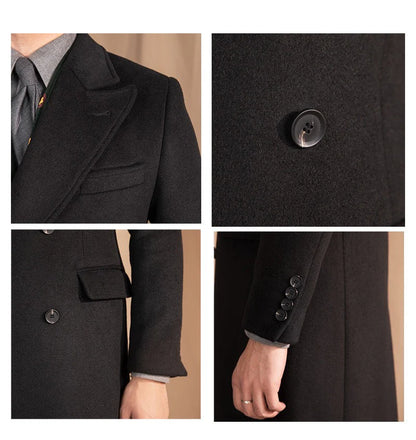 Men’s Black Wool Overcoat