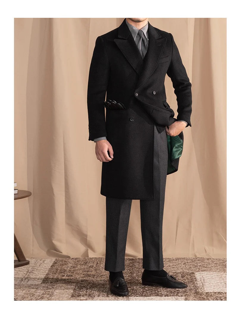Men’s Black Wool Overcoat