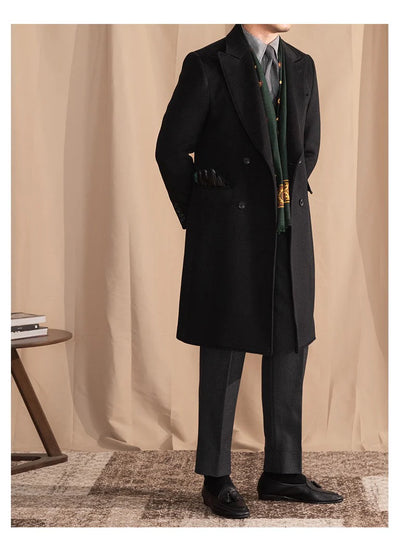 Men’s Black Wool Overcoat