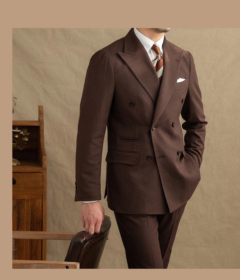 Men’s Dark Brown Garbadine Suit