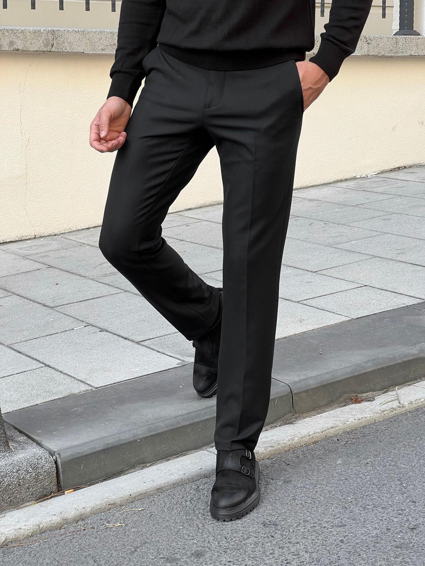 Benjamin Slim Fit High Quality Black Patterned Anthracite Pants