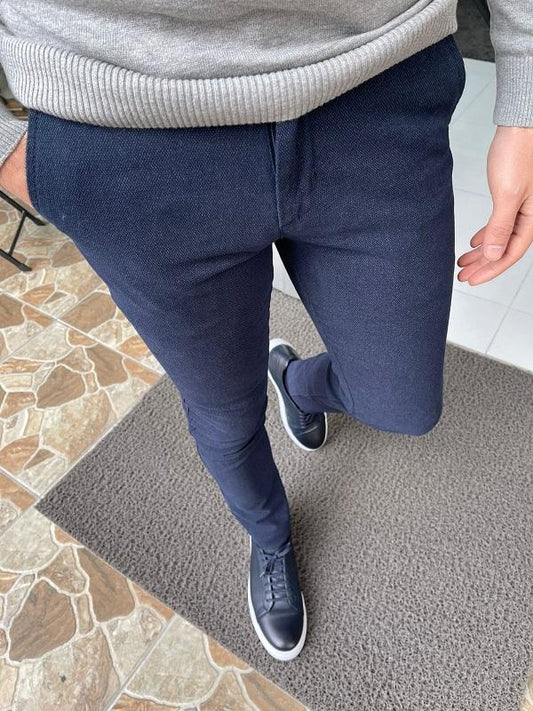 Wilson Navy Blue Slim Fit Cotton Pants
