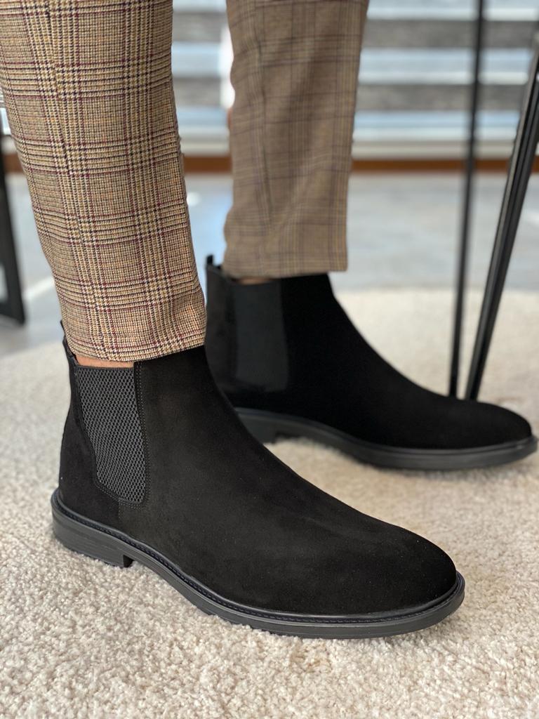 Bojoni Lorentti Black Suede Chelsea Boots-baagr.myshopify.com-shoes2-BOJONI