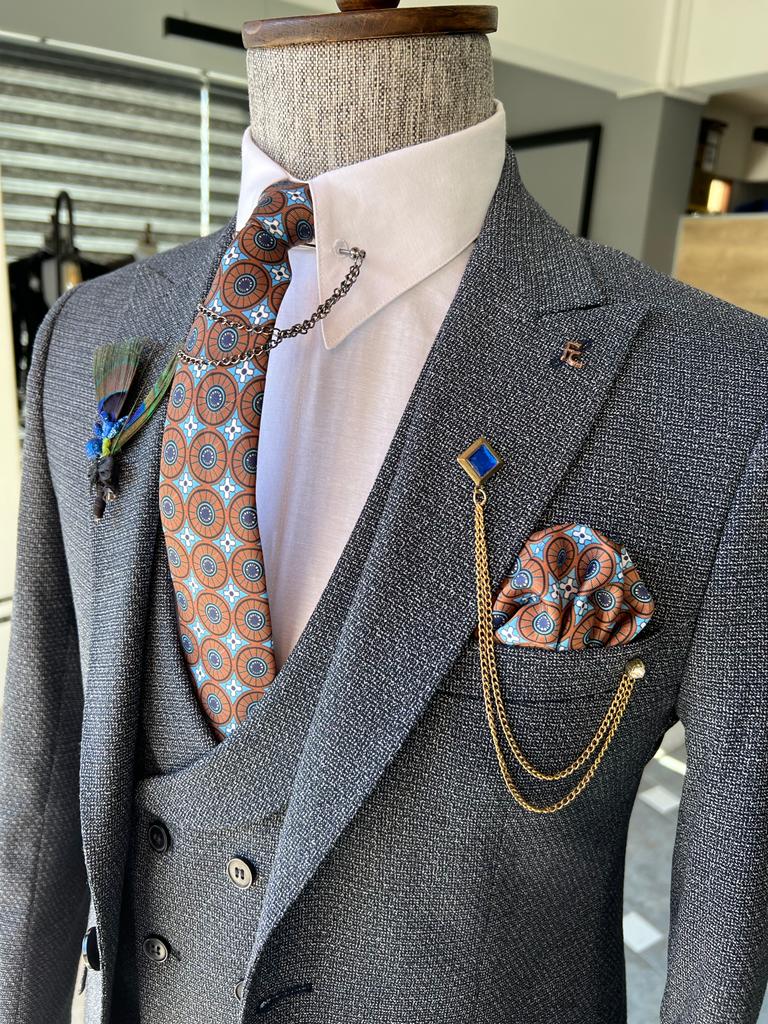 Louis Blue Slim Fit Peak Lapel Suit