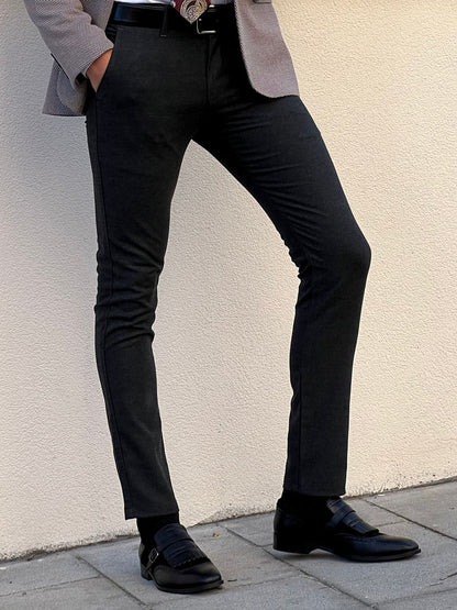 Benjamin Slim Fit High Quality Gray Patterned Anthracite Pants