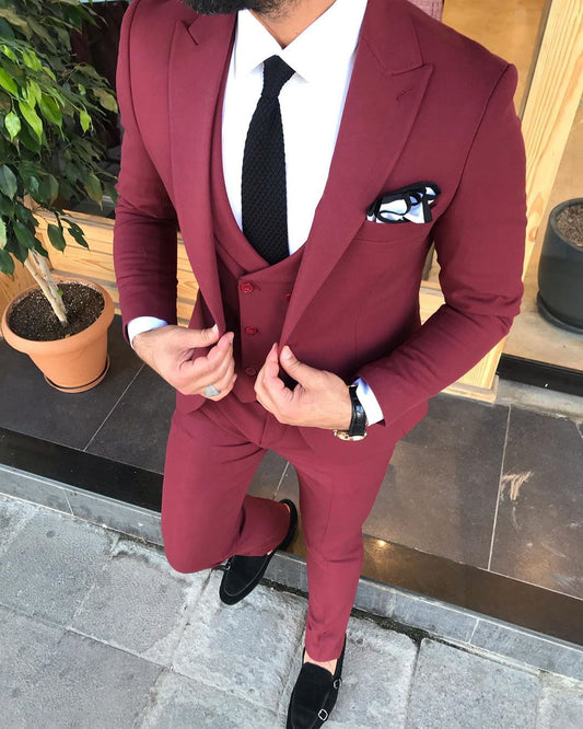 Davis Claret Red Slim-Fit Suit