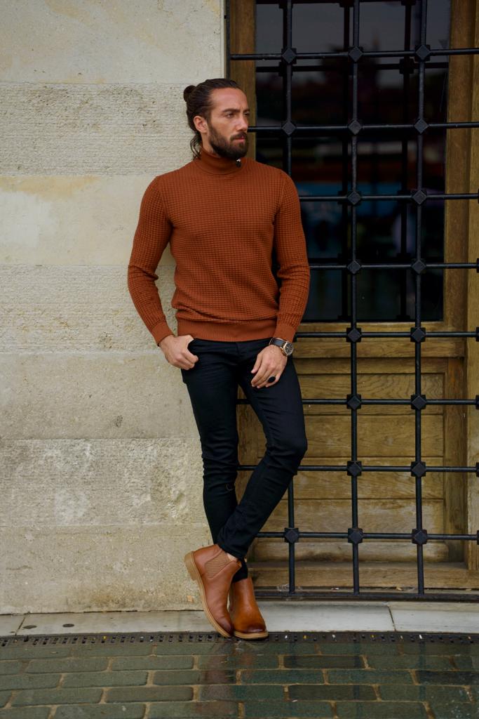 Burnt orange hotsell turtleneck mens