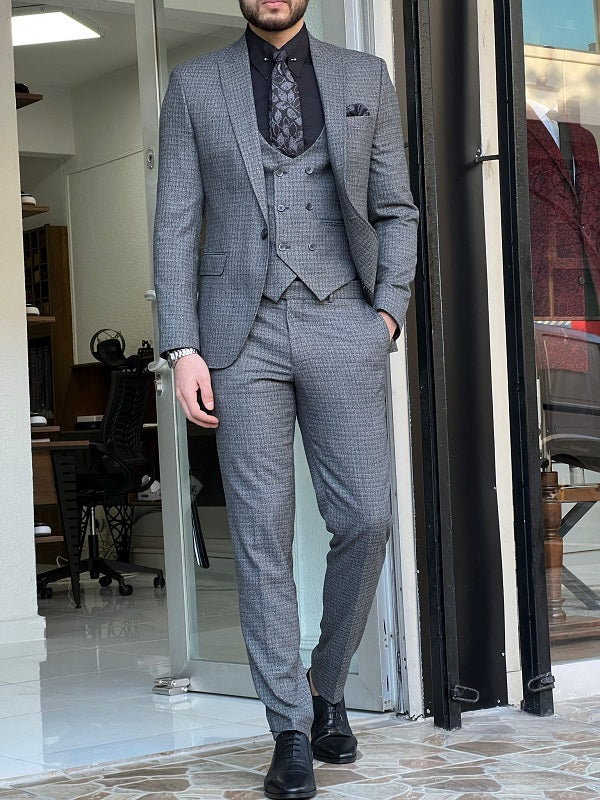 Perris Gray Slim Fit Wool Suit