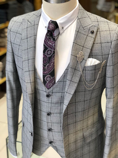 Harringate Premium Slim Fit Plaid Suit – BRABION