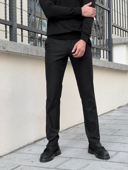 Benjamin Slim Fit High Quality Black Patterned Anthracite Pants