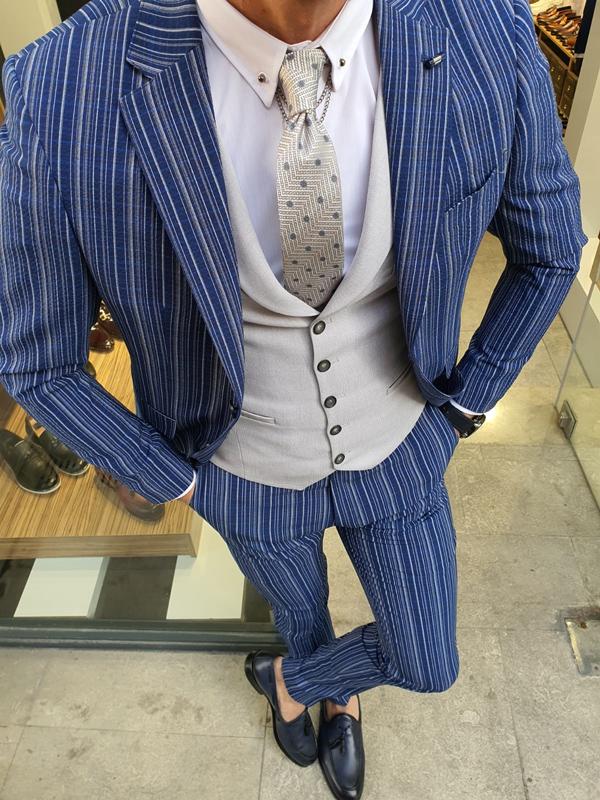 Forenza Sax Slim Fit Pinstripe Suit