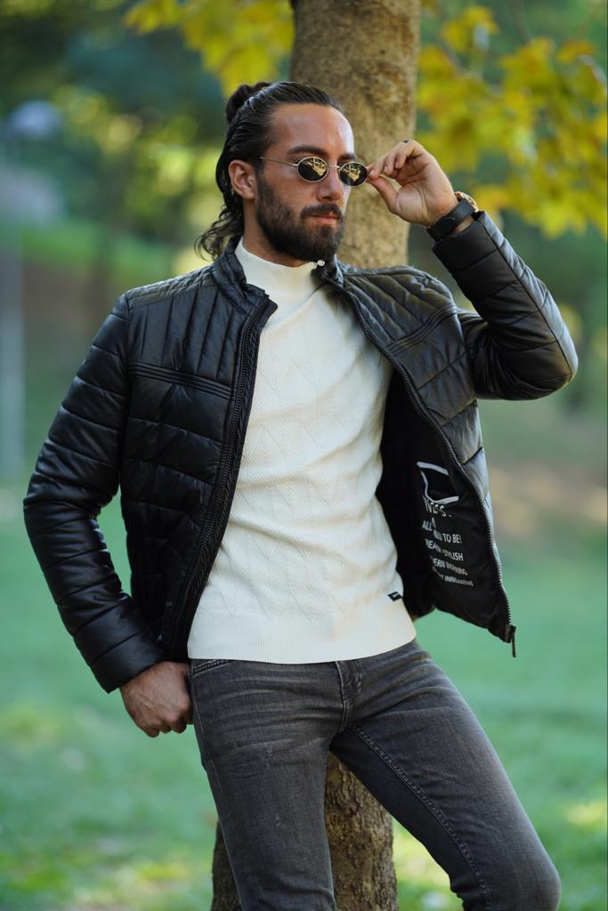 Marcus Men's Leather Puffer Jacket – Wolfie Premium Outerwear