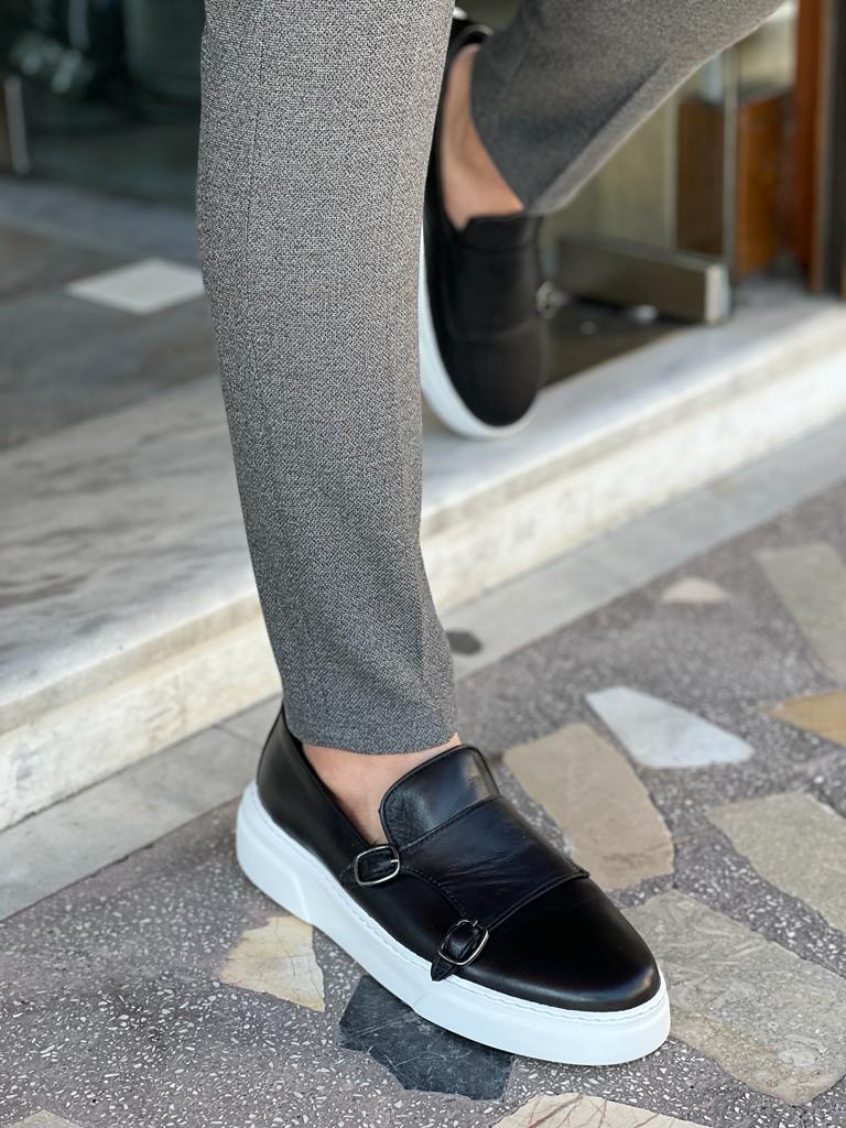 Edmond Black Double Monk Strap Casual Shoes