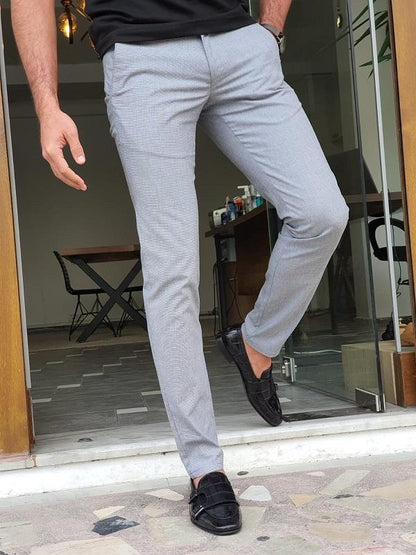 Mantova Gray Slim Fit Cotton Pants