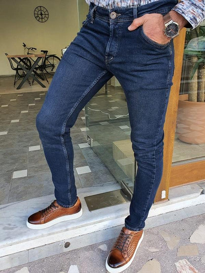Bastoni Navy Blue Slim Fit Jeans