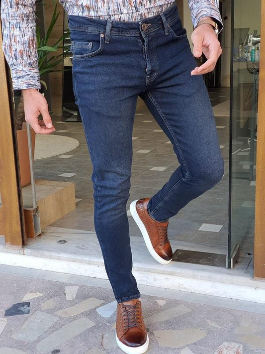 Bastoni Navy Blue Slim Fit Jeans