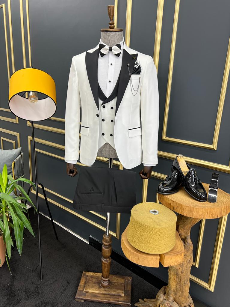 White tuxedo jacket with hotsell gold lapel