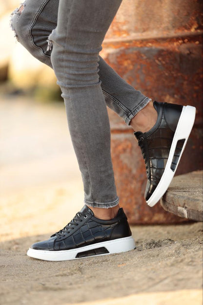 Empire Black Crocodile Pattern Sneakers