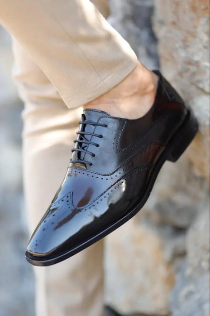 Empire Black Wing Tip Oxfords | Elegant Men's Dress Shoes BRABION Empire Black Wing Tip Oxfords | Elegant Men's Dress Shoes BRABION