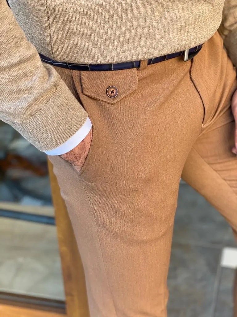 Empire Camel Slim Fit Mens Pants - Versatile Comfort for Casual and Formal Settings 33 Empire Camel Slim Fit Mens Pants - Versatile Comfort for Casual and Formal Settings 33