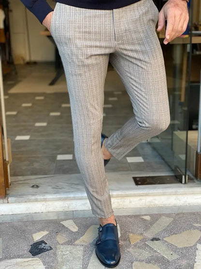 Tailored Fit Plaid Suit Pants Men Empire Gray Slim Fit Plaid Pants Stylish Comfort For Men's Tailored Fit Plaid Suit Pants Men Empire Gray Slim Fit Plaid Pants Stylish Comfort For Men's